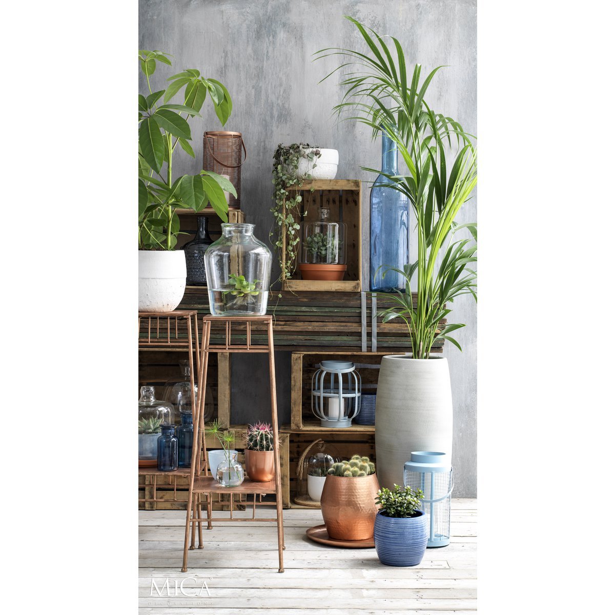 Vase Bouteille Rioja - H75 x Ø18 cm - Verre recyclé - Bleu Clair