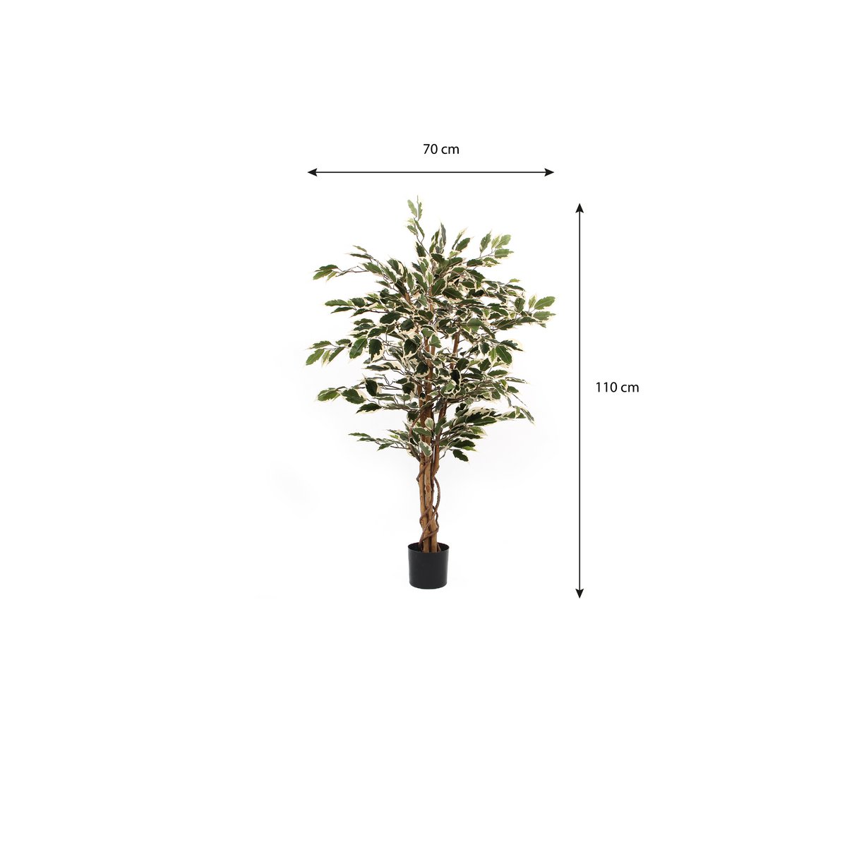 Plante Ficus Artificielle - H110 x Ø70 cm - Panaché Vert