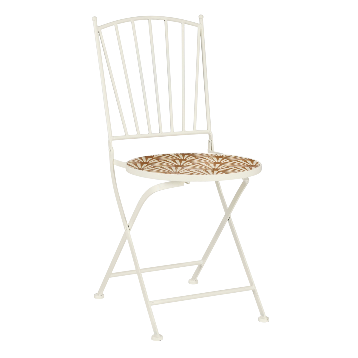 Chaise Bistro Odile - Métal - Marron, Blanc