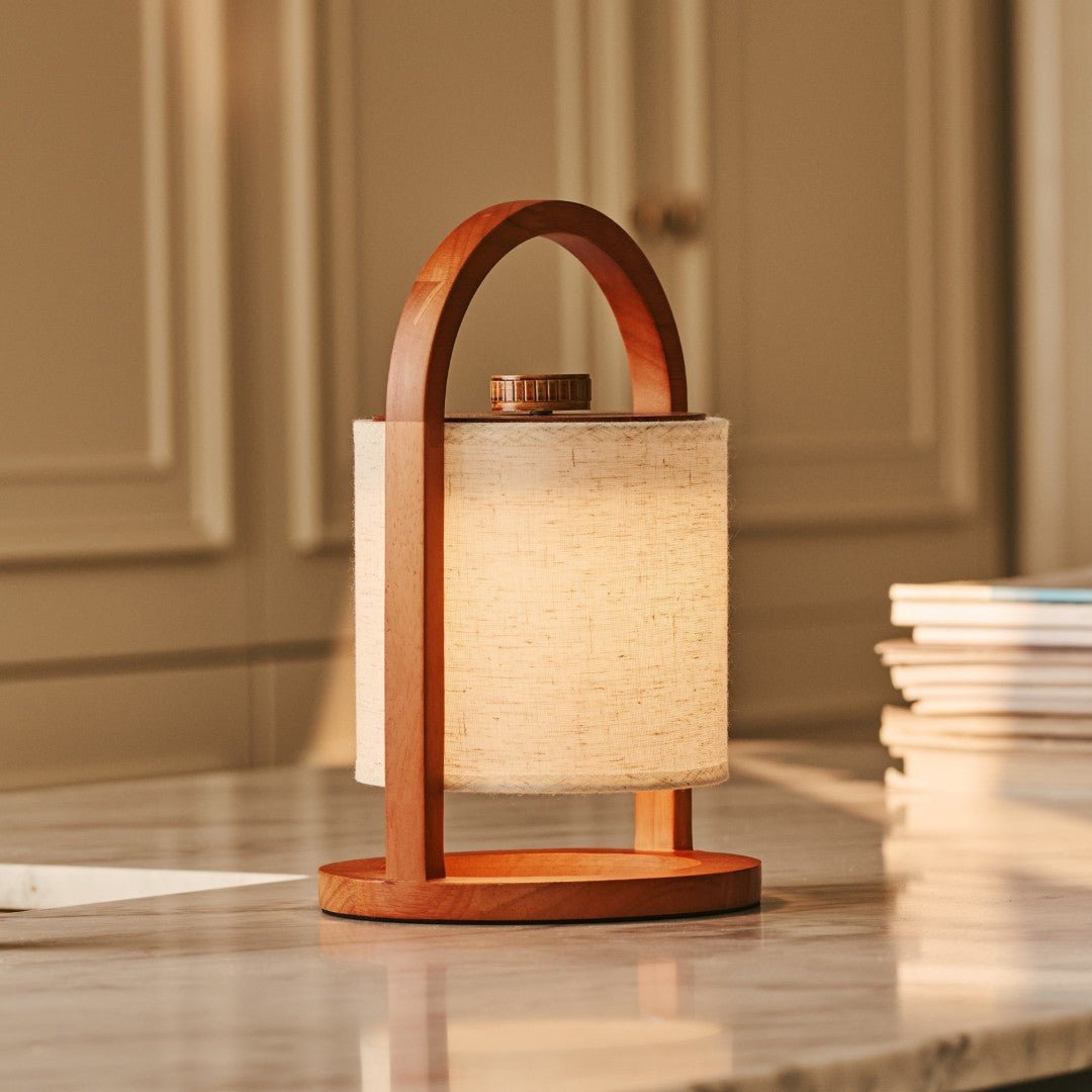Lampe rechargeable en bois de châtaignier de la rivière - Lumière dimmable et sans fil