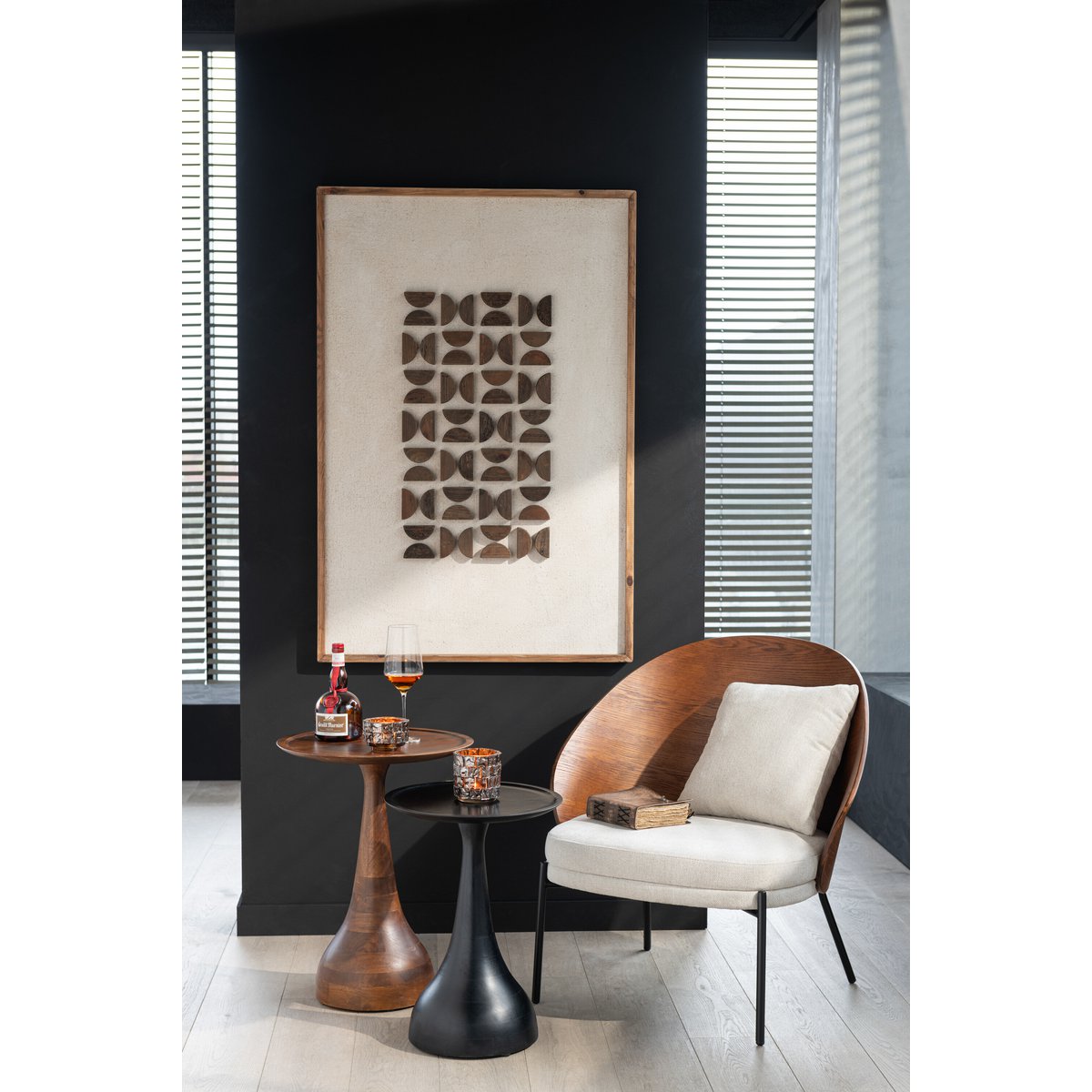 Set de 2 Tables d'Appoint Paro en Manguier Marron/Noir