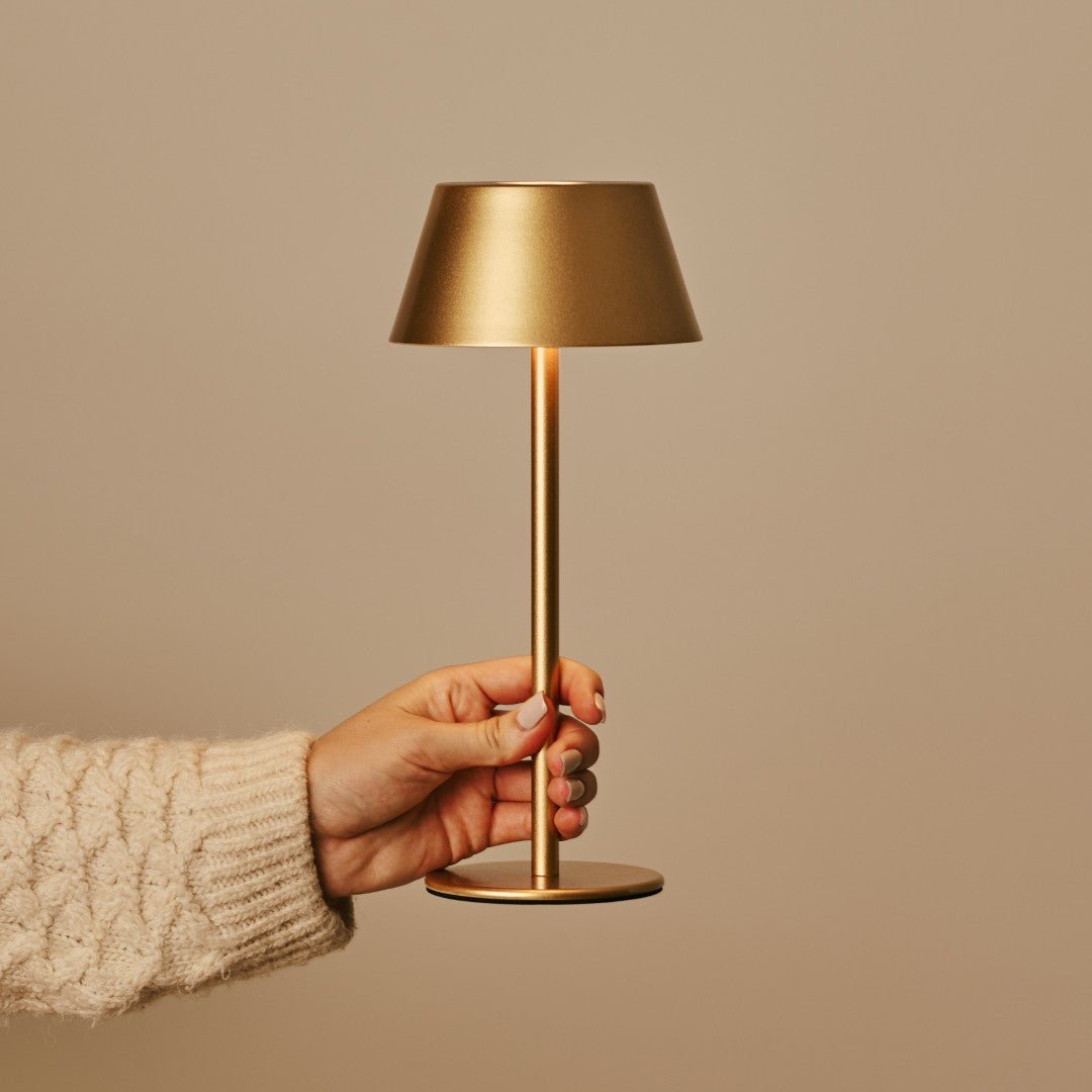 Milou Gold - lampe de table sans câble l moderne, design et 3 modes lumineux