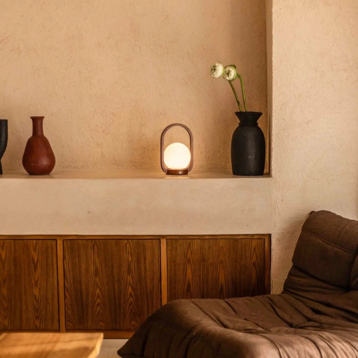 Lampe sans fil en bois marron Skye | Rechargeable et variable